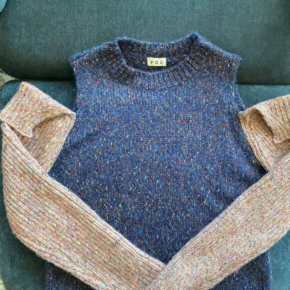 POL Cold Shoulder Cutout Soft Knit Pullover Sweater, Purple Lilac, Size S - Picture 3 of 8